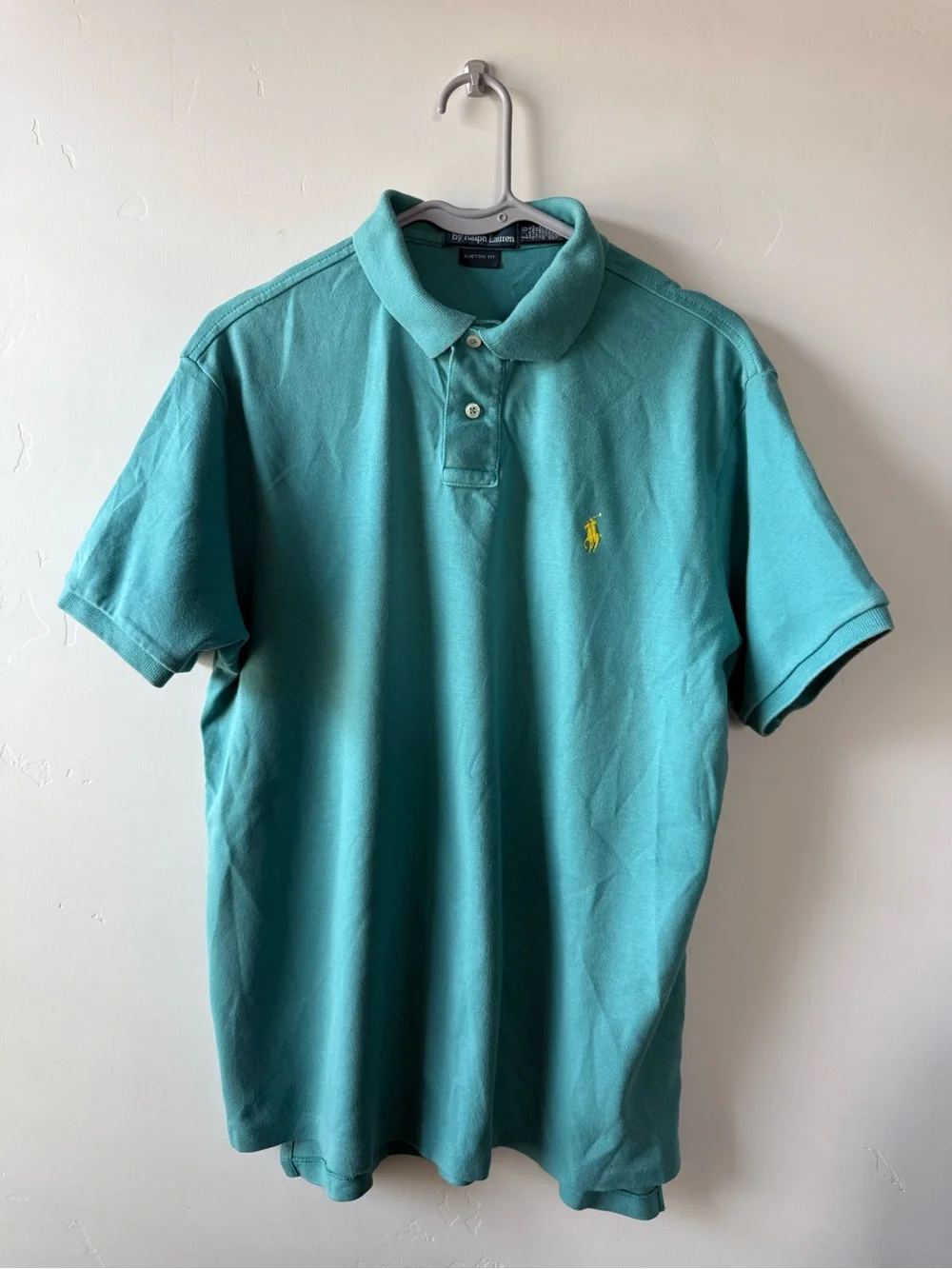 Ralph Lauren Teal Short-Sleeve Polo with Yellow Logo